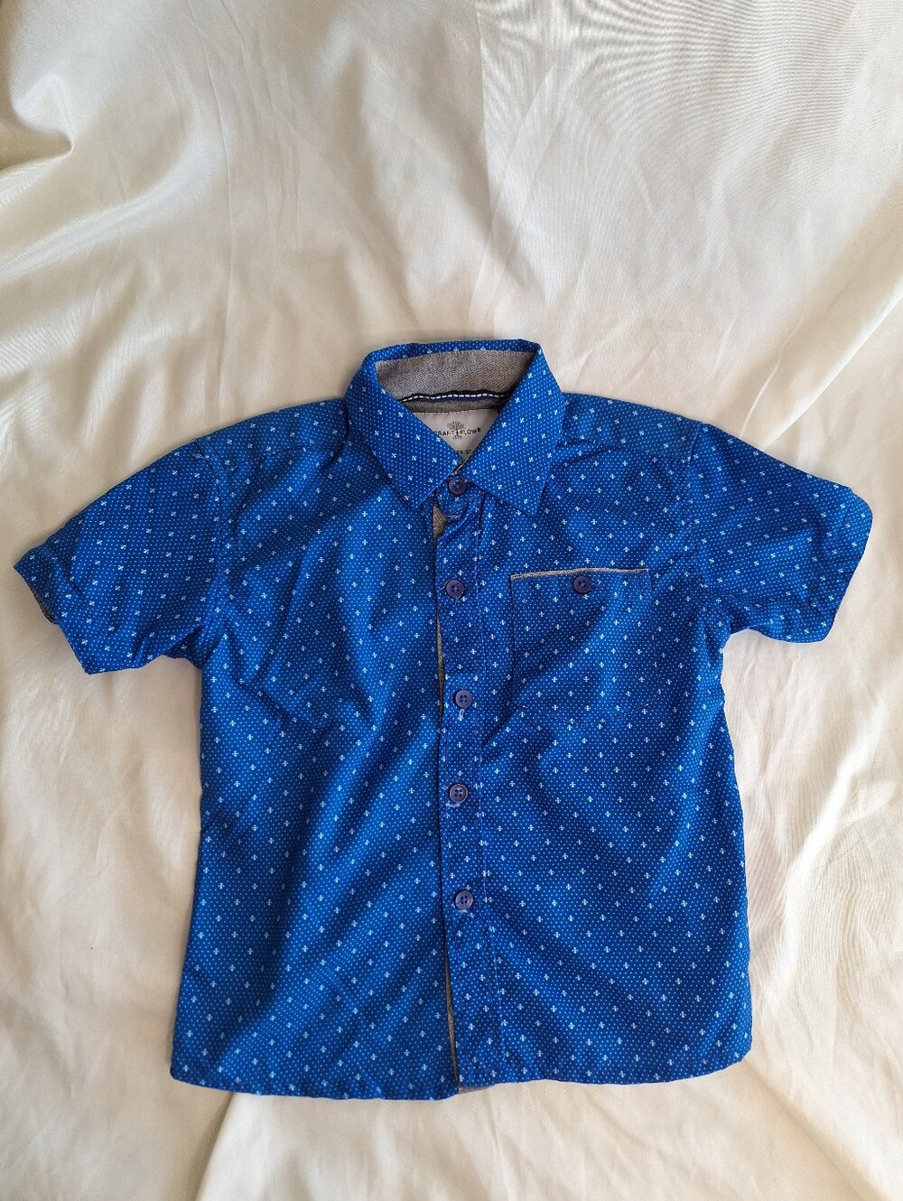 Craft + Flow Royal Blue Toddler Boys Kids Short-Sleeve Button-Up Shirt Size 2T